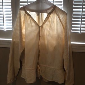 Yellow and white striped blouse. Size 2XL (20)